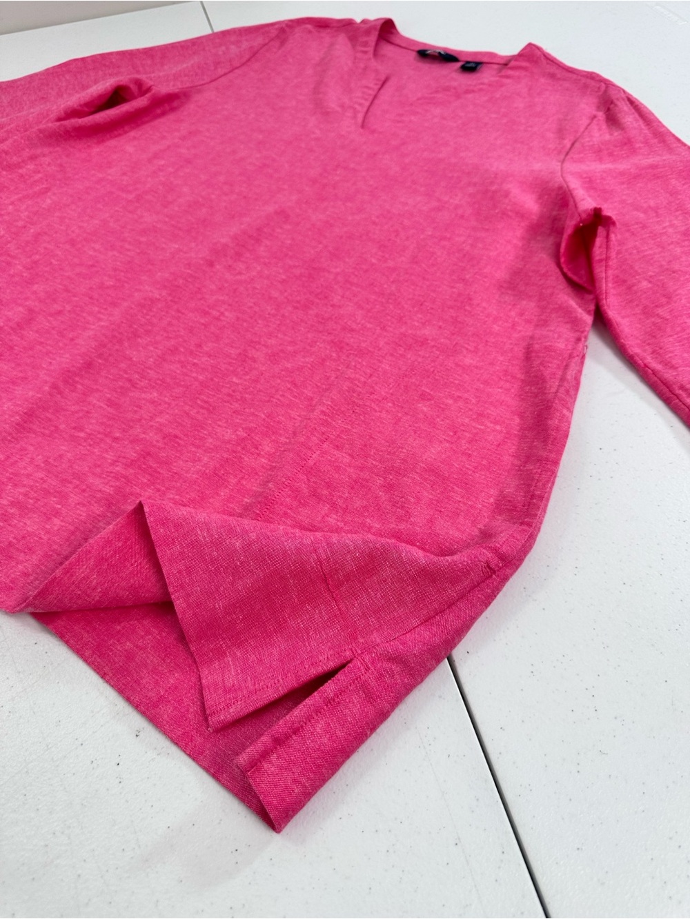 Lands' End Linen Blend Tunic‎ Pink Resort Coastal Grandma Vacation Beach XL - Picture 10 of 13